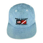 Ralph Lauren (Polo) - Blue Spell-Out Strap Back Hat 1990s OSFA Vintage Retro