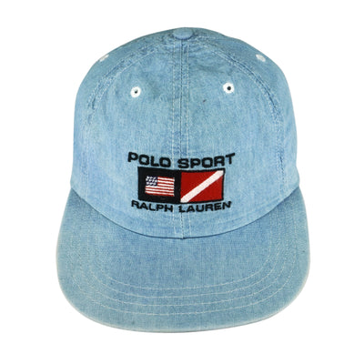 Ralph Lauren (Polo) - Blue Spell-Out Strapback Hat 1990s OSFA
