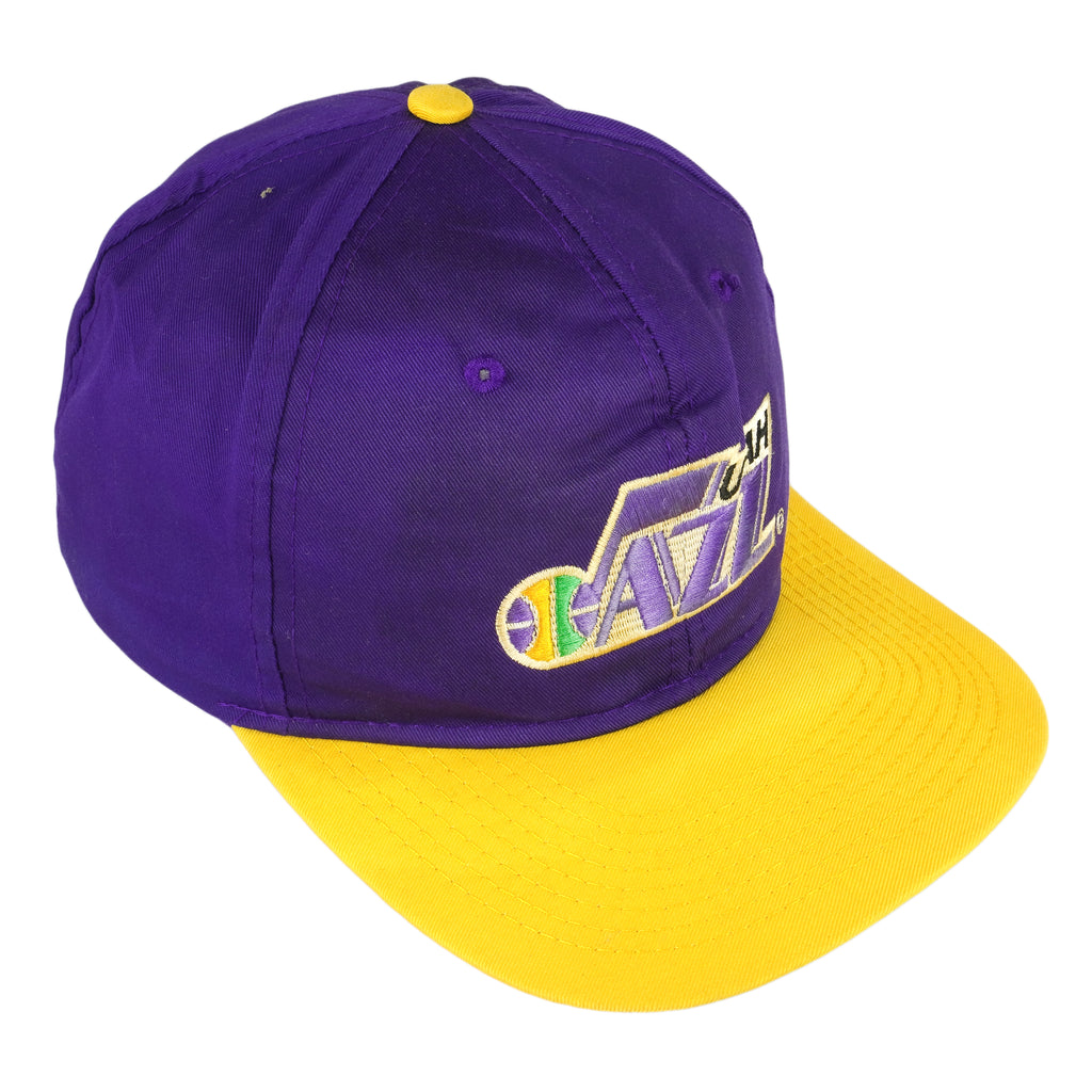 NBA (AJD Cap Corp) - Utah Jazz Spell-Out Snap Back Hat 1990s OSFA Vintage Retro Basketball