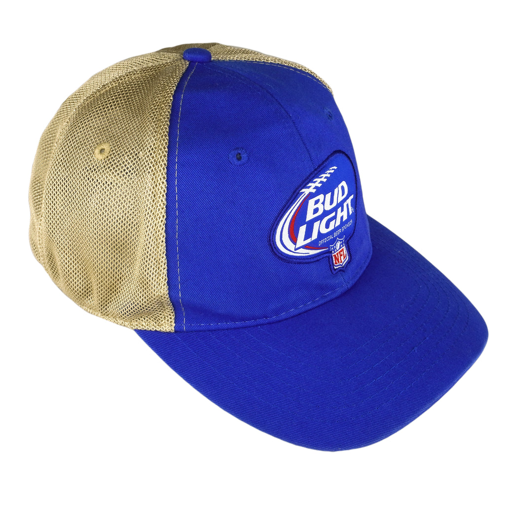 Budweiser - Blue Mesh Spell-Out Snap Back Hat 1990s OSFA Vintage Retro