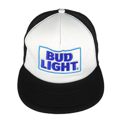 Budweiser (District) - White & Black Spell-Out Trucker Snapback Hat OSFA