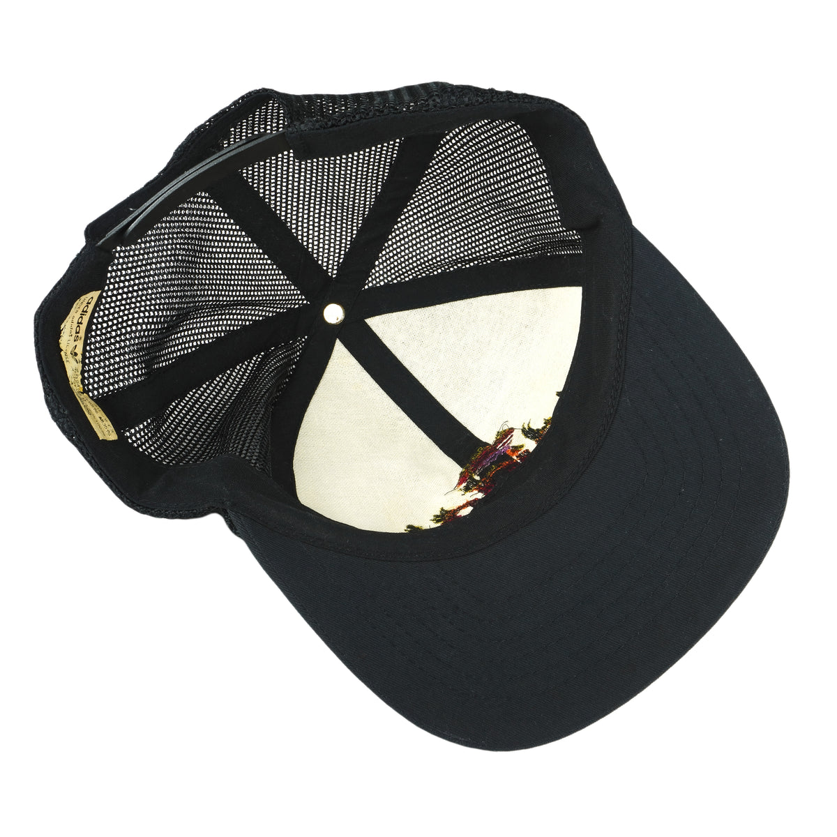 Adidas - Black Big spell-Out Mesh Snap Back Hat 1990s OSFA Vintage Retro