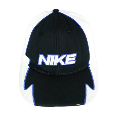 Nike - Black & White Big Spell-Out Mesh Strapback Hat 1990s OSFA