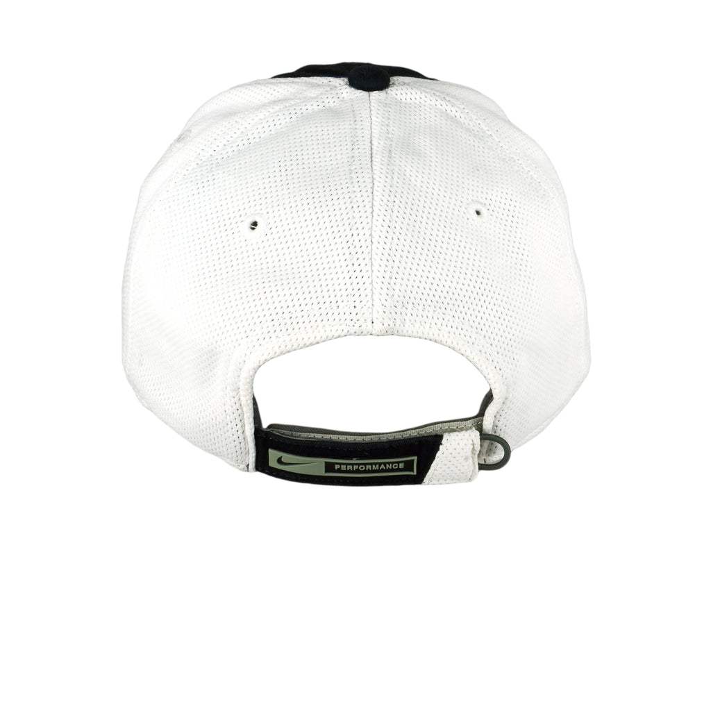 Nike - Black & White Big Spell-Out Mesh Strap Back Hat 1990s OSFA Vintage Retro