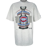 NHL (Bulletin Athletic) - Montreal Canadiens Spell-Out Deadstock T-Shirt 1996 Large Vintage Retro Hockey