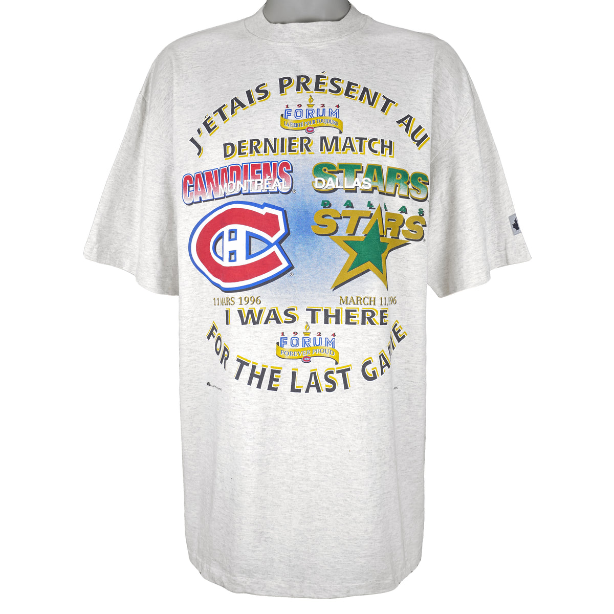 NHL (Bulletin Athletic) - Championship Final Canadiens VS Stars T-Shirt 1996 X-Large Vintage Retro Hockey