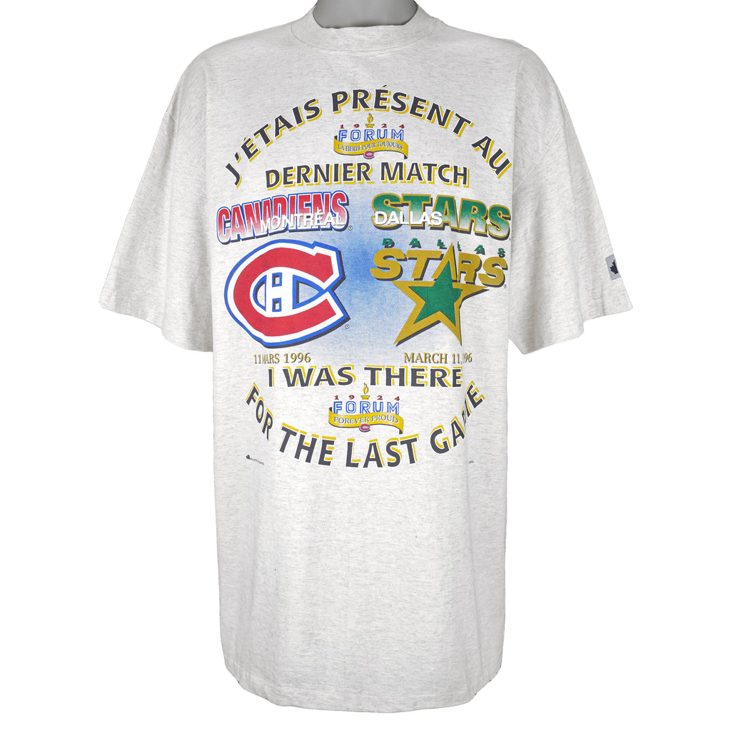 NHL (Bulletin Athletic) - Championship Final Canadiens VS Stars T-Shirt 1996 X-Large Vintage Retro Hockey