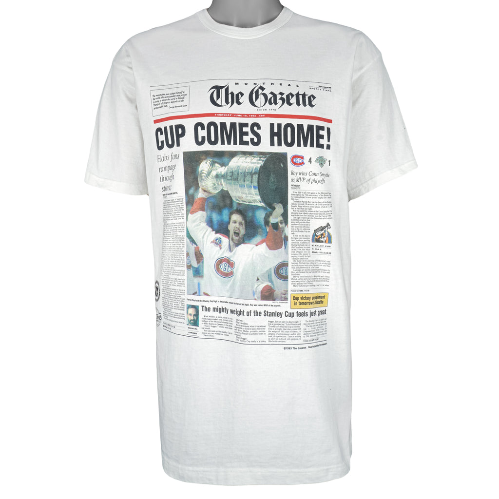 NHL (An Incredible T-Shirt) - Canadiens, Stanley Cup Comes Home T-Shirt 1993 X-Large Vintage Retro Hockey