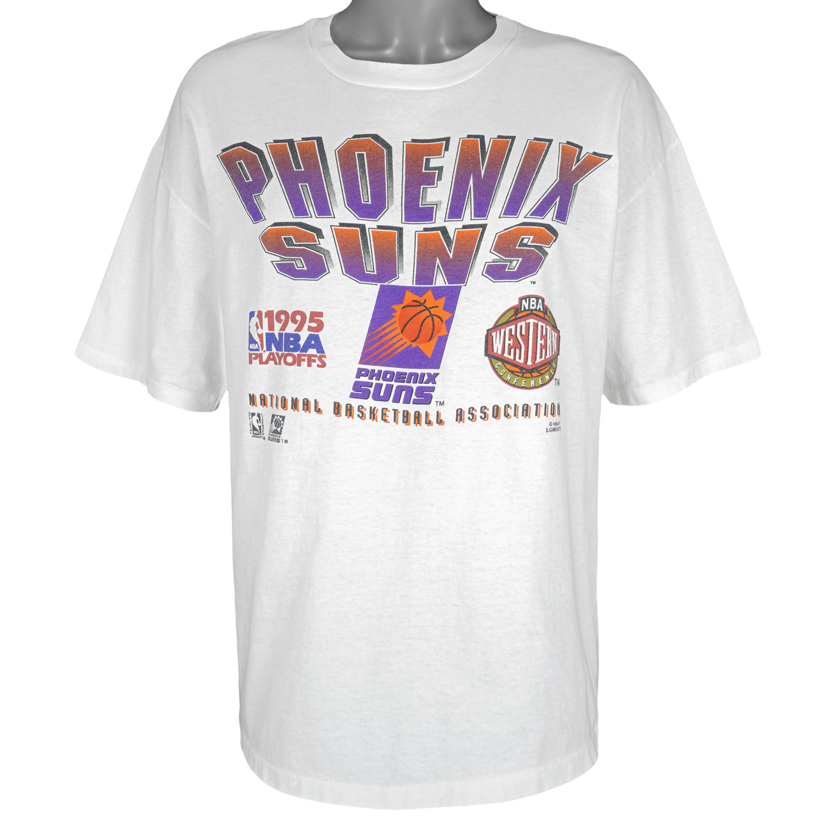 NBA (Hanes) - Phoenix Suns, Western Conference Spell-Out T-Shirt 1995 X-Large Vintage Retro Basketball