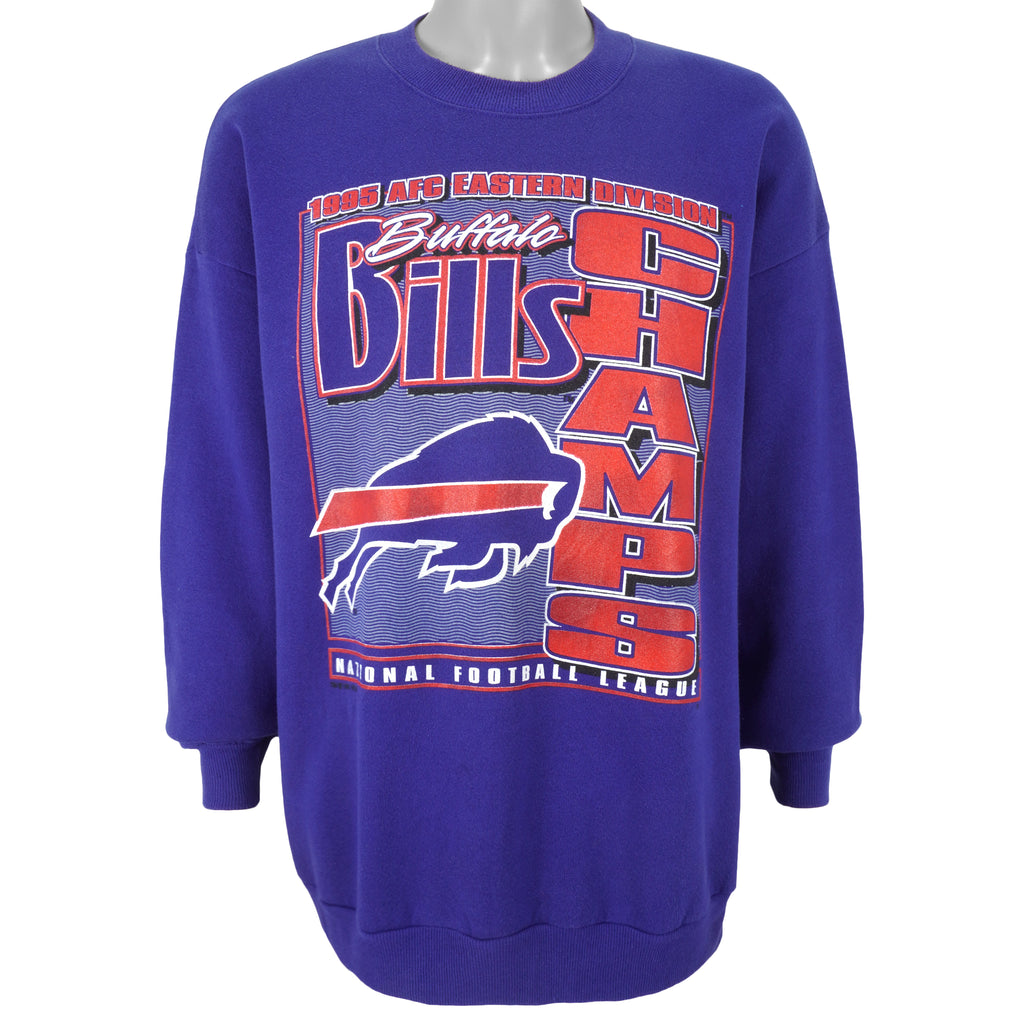 NFL (Lee) - Buffalo Bills, AFC Champs Crew Neck Sweatshirt 1995 X-Large Vintage Retro Football