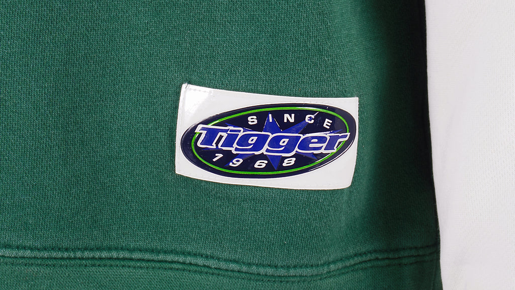 Disney - White & Green Tigger Embroidered Crew Neck Sweatshirt 1990s Medium Vintage Retro