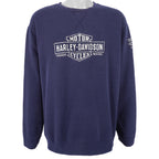 Harley Davidson - Dark Blue Embroidered Spell-Out Sweatshirt 1990s X-Large Vintage Retro