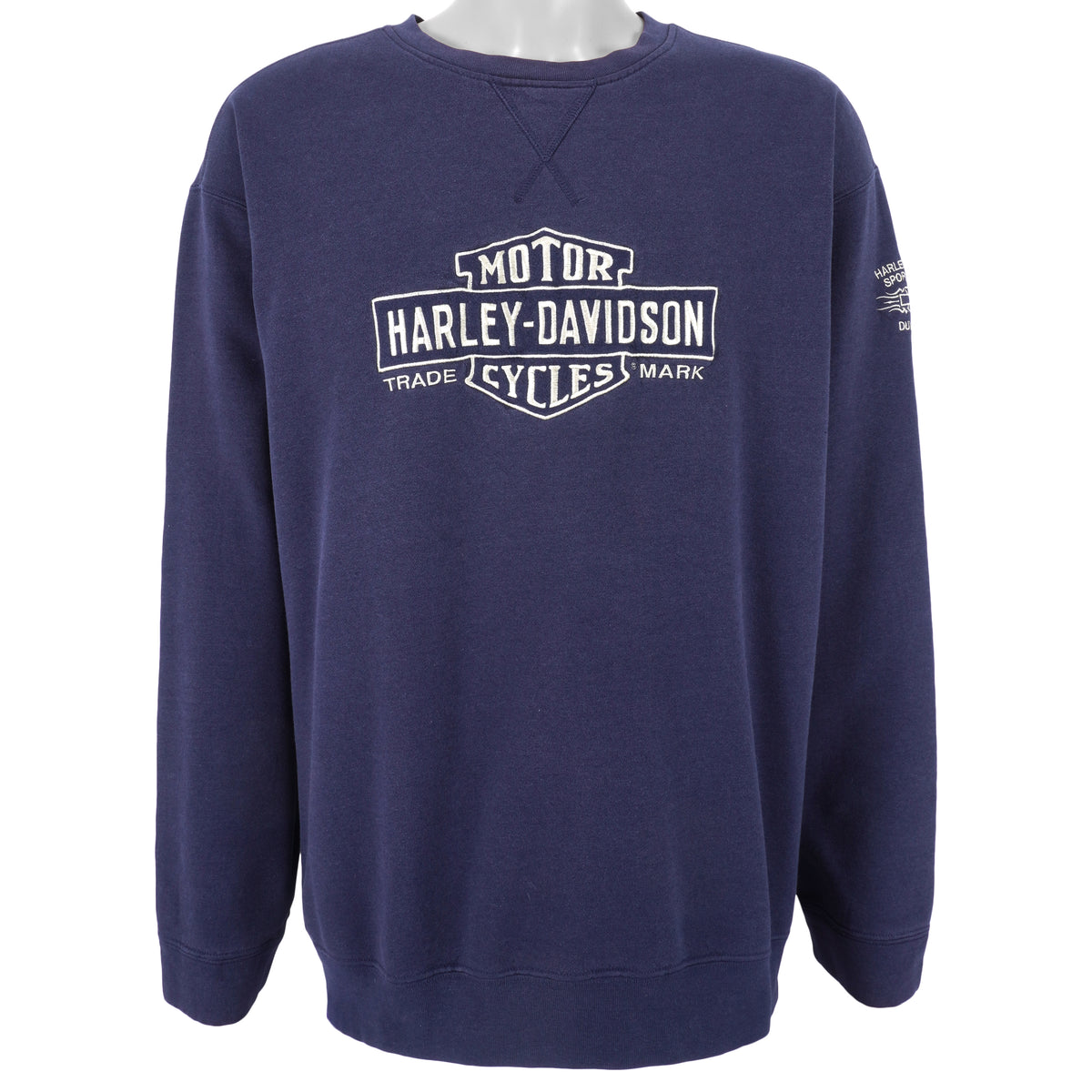 Harley Davidson - Dark Blue Embroidered Spell-Out Sweatshirt 1990s X-Large Vintage Retro