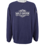 Harley Davidson - Dark Blue Embroidered Spell-Out Sweatshirt 1990s X-Large Vintage Retro