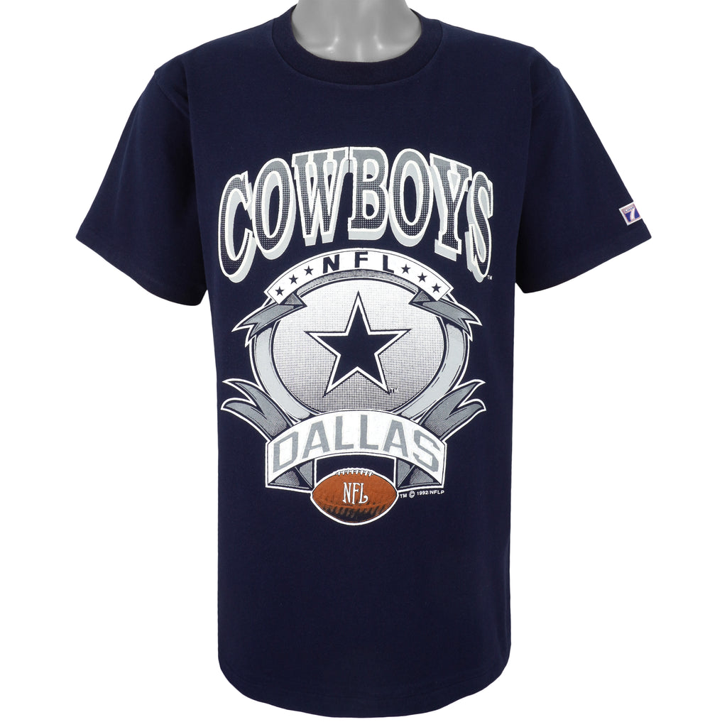 NFL (Logo 7) - Dallas Cowboys Spell-Out T-Shirt 1992 Large Vintage Retro Football