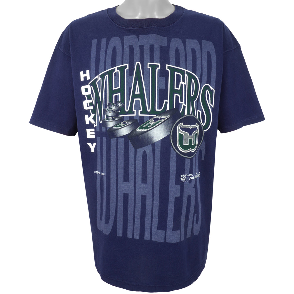 NHL (The Game) - Hartford Whalers Spell-Out T-Shirt 1993 X-Large Vintage Retro Hockey