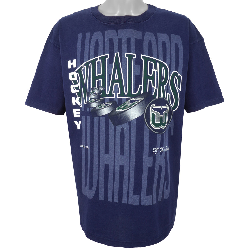NHL (The Game) - Hartford Whalers Spell-Out T-Shirt 1993 X-Large Vintage Retro Hockey