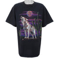 Vintage (Hazelwood) - Black Wolf Big Printed T-Shirt 1990s X-Large Vintage Retro