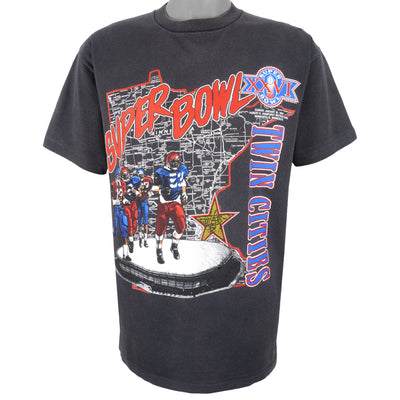 NFL (Nutmeg) - Super Bowl, Twin Cities Stadium Map T-Shirt 1992 X-Large