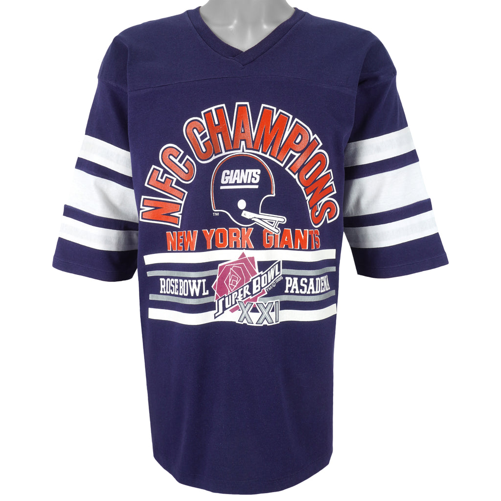 NFL (Logo 7) - New York Giants Spell-Out Football Jersey 1986 X-Large Vintage Retro Football