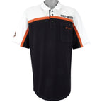 Harley Davidson - Black & White Embroidered Polo T-Shirt 1990s X-Large Vintage Retro 
