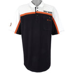 Harley Davidson - Black & White Embroidered Polo T-Shirt 1990s X-Large Vintage Retro 