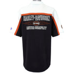 Harley Davidson - Black & White Embroidered Polo T-Shirt 1990s X-Large Vintage Retro