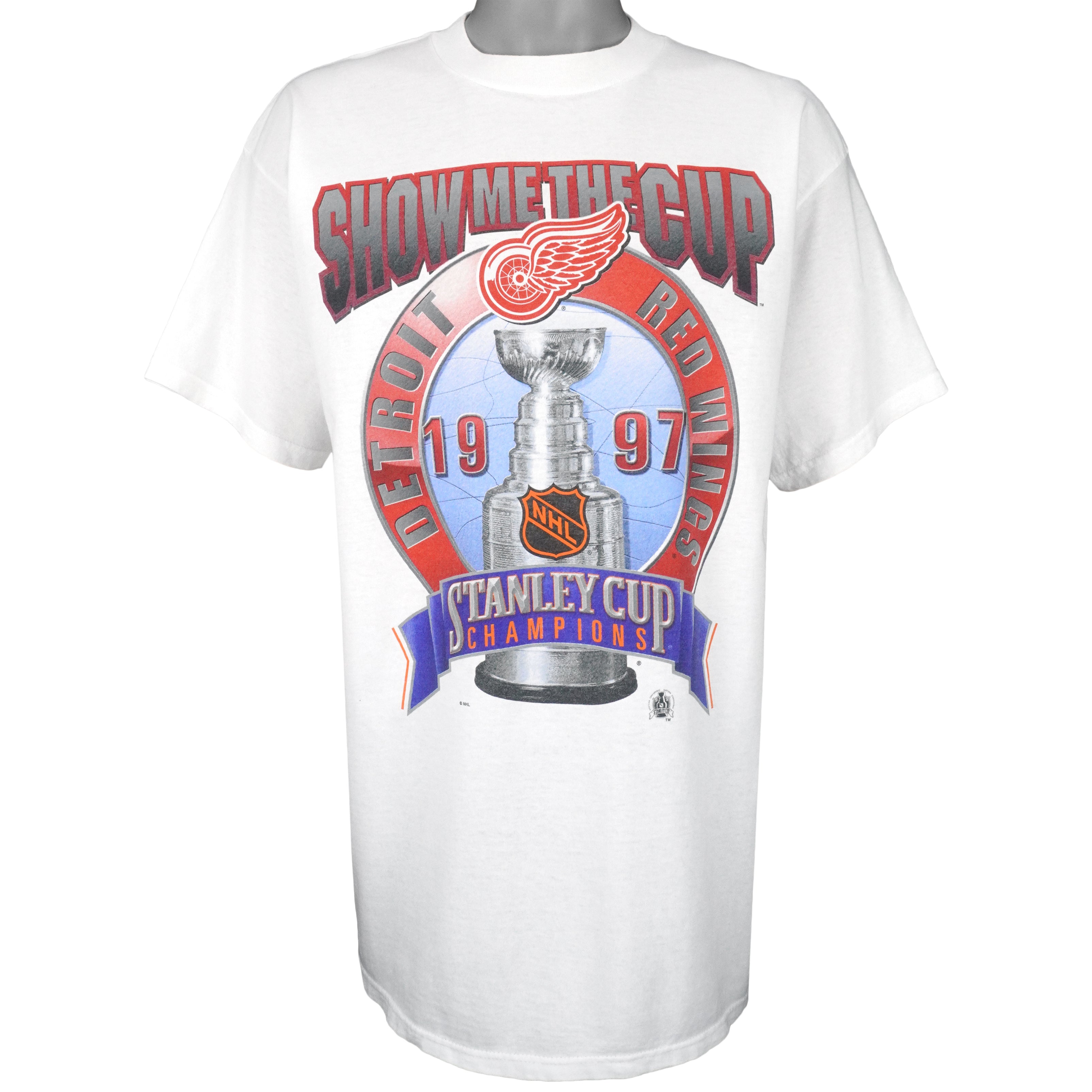 Starter - Detroit Red Wings, Stanley Cup Champs Deadstock T-Shirt 1997 Large Vintage Retro Hockey Hockey