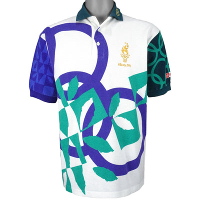 Vintage (Hanes) - Atlanta Olympic All Over Print Polo T-Shirt 1996 Medium