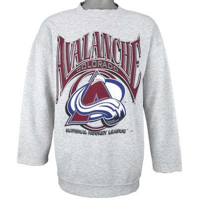 NHL (Logo 7) - Colorado Avalanche Spell-Out Crew Neck Sweatshirt 1990s X-Large