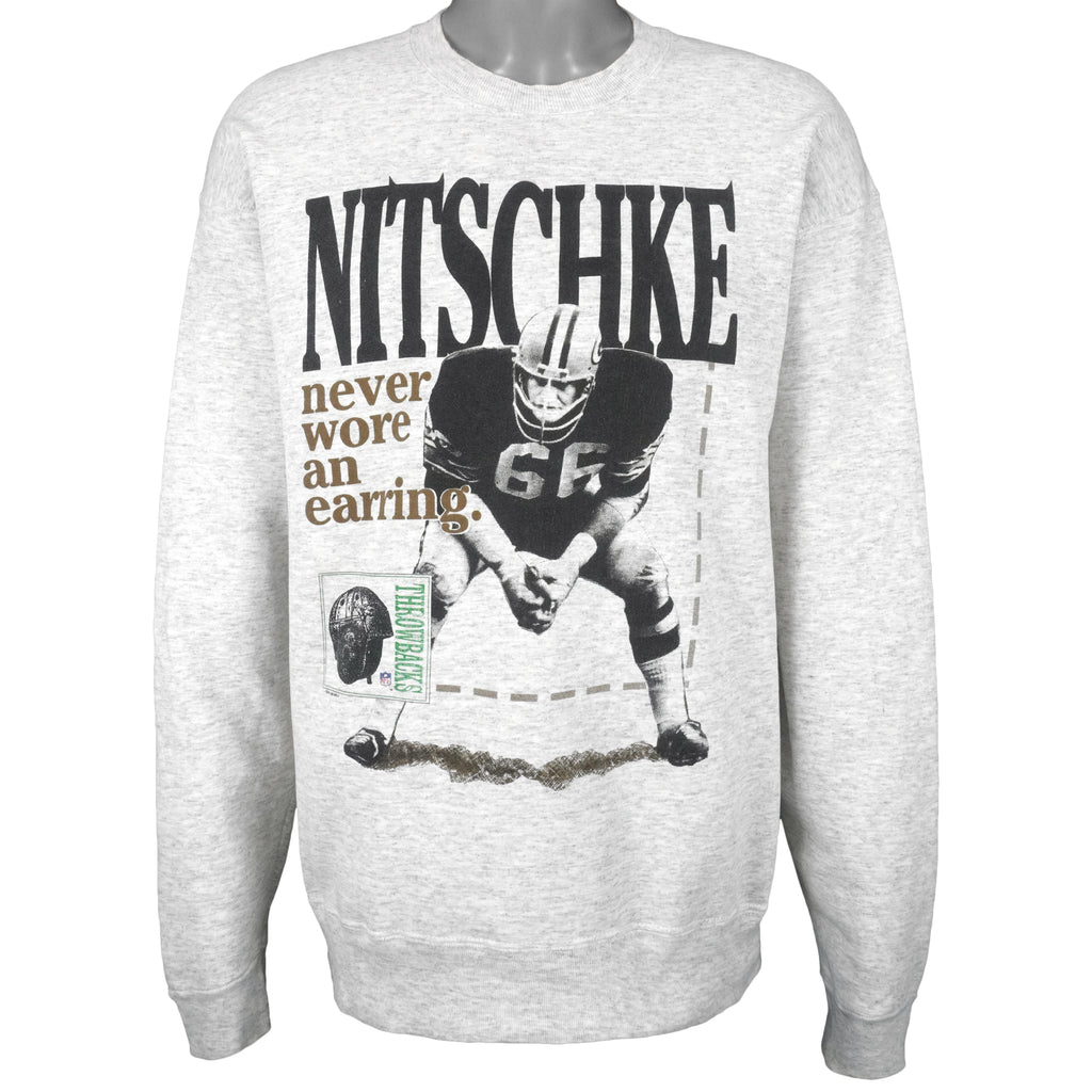 NFL (Salem) - Green Bay Packers, Nitschke No. 66 Crew Neck Sweatshirt 1990s X-Large Vintage Retro Football