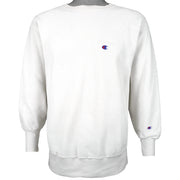 Champion - White Crew Neck Reverse Weave Sweatshirt 1990s Large Vintage Retro