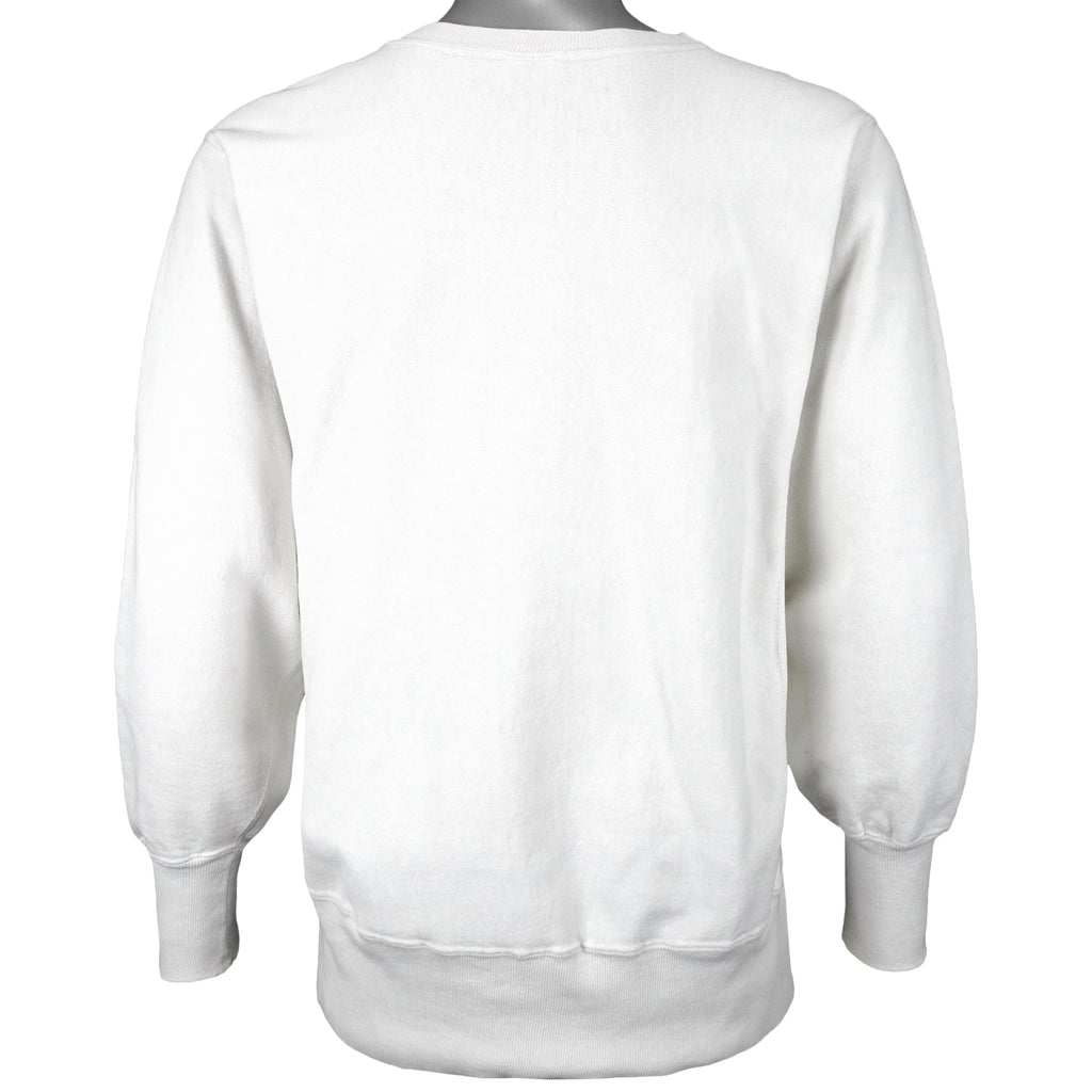 Champion - White Crew Neck Reverse Weave Sweatshirt 1990s Large Vintage Retro