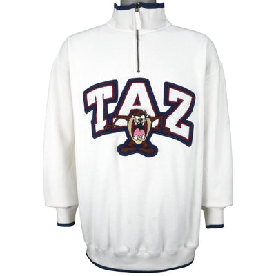 Looney Tunes - Taz Spell-Out 1/4 Zip Sweatshirt 1990s Large