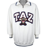 Looney Tunes - Taz 1/4 Zip Spell-Out Sweatshirt 1990s Large Vintage Retro