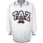 Looney Tunes - Taz 1/4 Zip Spell-Out Sweatshirt 1990s Large Vintage Retro