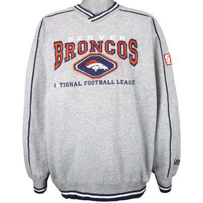 NFL (Lee) - Denver Broncos Spell-Out V-Neck Sweatshirt 1990s X-Large