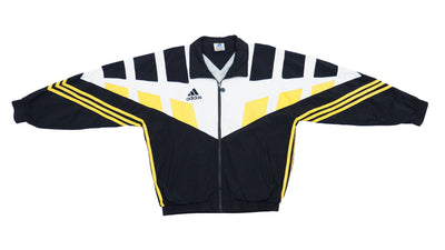Adidas -  Black, White & Yellow Colorblock Windbreaker 1990s Large