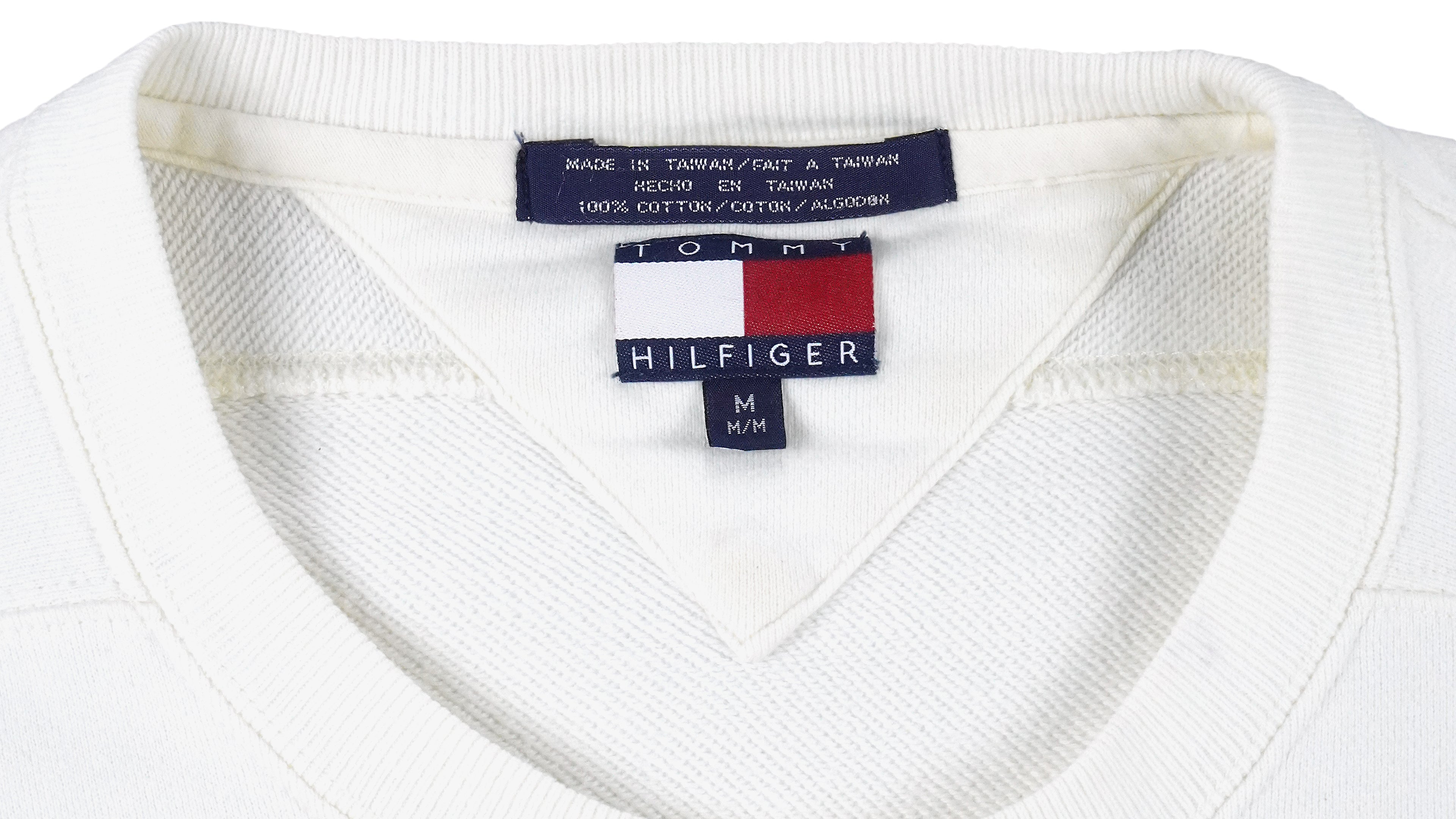 Tommy Hilfiger - White Hilfiger Surf Co. Crew Neck Sweatshirt Medium Vintage Retro