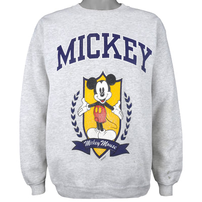Disney (Hanes) - Mickey Mouse Spell-Out Crew Neck Sweatshirt 1990s Medium