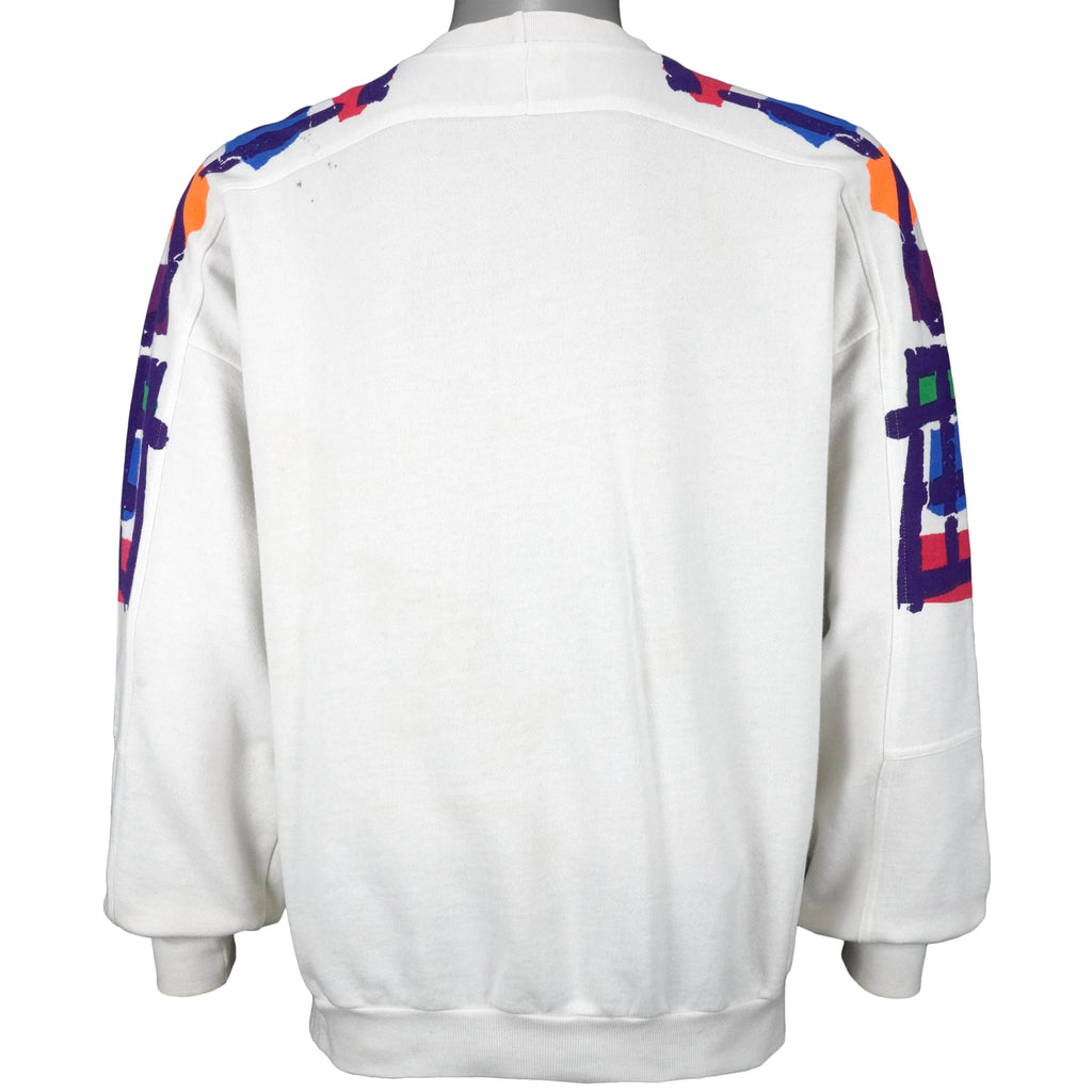 Adidas - White Spell-Out Crew Neck Sweatshirt 1990s Small Vintage Retro