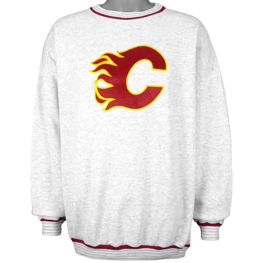 NHL - Calgary Flames Crew Neck Sweatshirt 1990s Large Vintage Retro Hockey