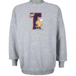 Looney Tunes - Grey Taz Embroidered Crew Neck Sweatshirt 1990s X-Large Vintage Retro