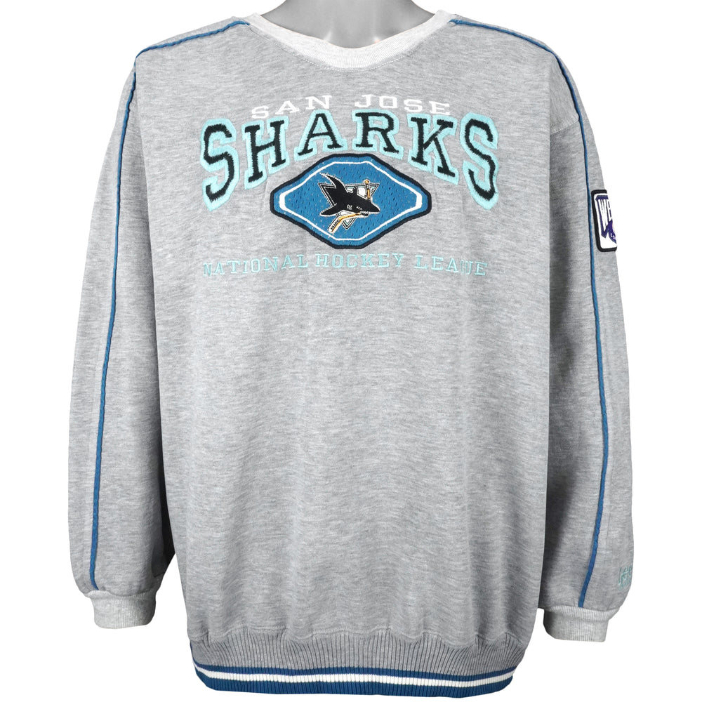 NHL - San Jose Sharks Embroidered Crew Neck Sweatshirt 1990s Large Vintage Retro Football