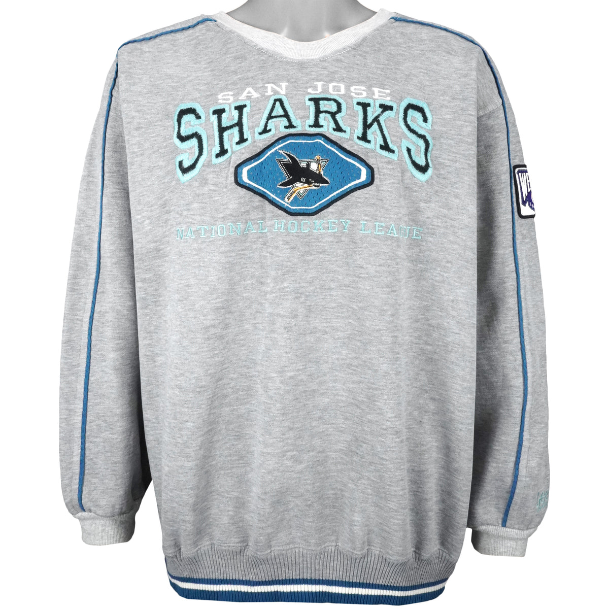NHL - San Jose Sharks Embroidered Crew Neck Sweatshirt 1990s Large Vintage Retro Football