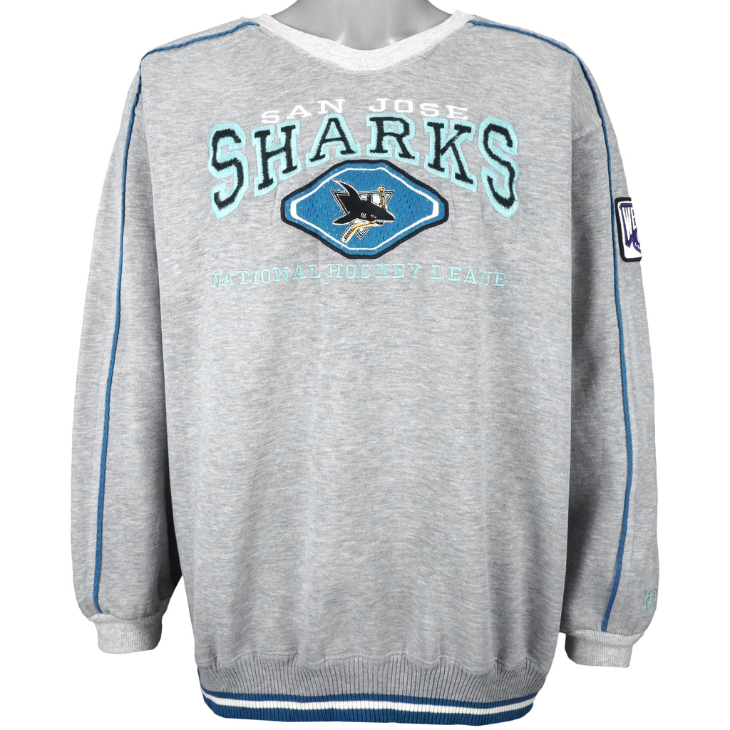NHL - San Jose Sharks Embroidered Crew Neck Sweatshirt 1990s Large Vintage Retro Football