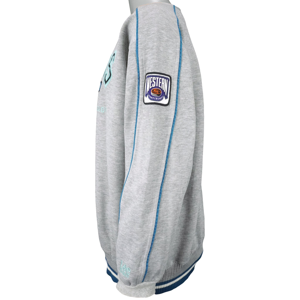 NHL - San Jose Sharks Embroidered Crew Neck Sweatshirt 1990s Large Vintage Retro