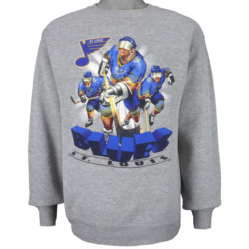 NHL (Lee) - St. Louis Blues Crew Neck Sweatshirt 1990s X-Large Vintage Retro Hockey
