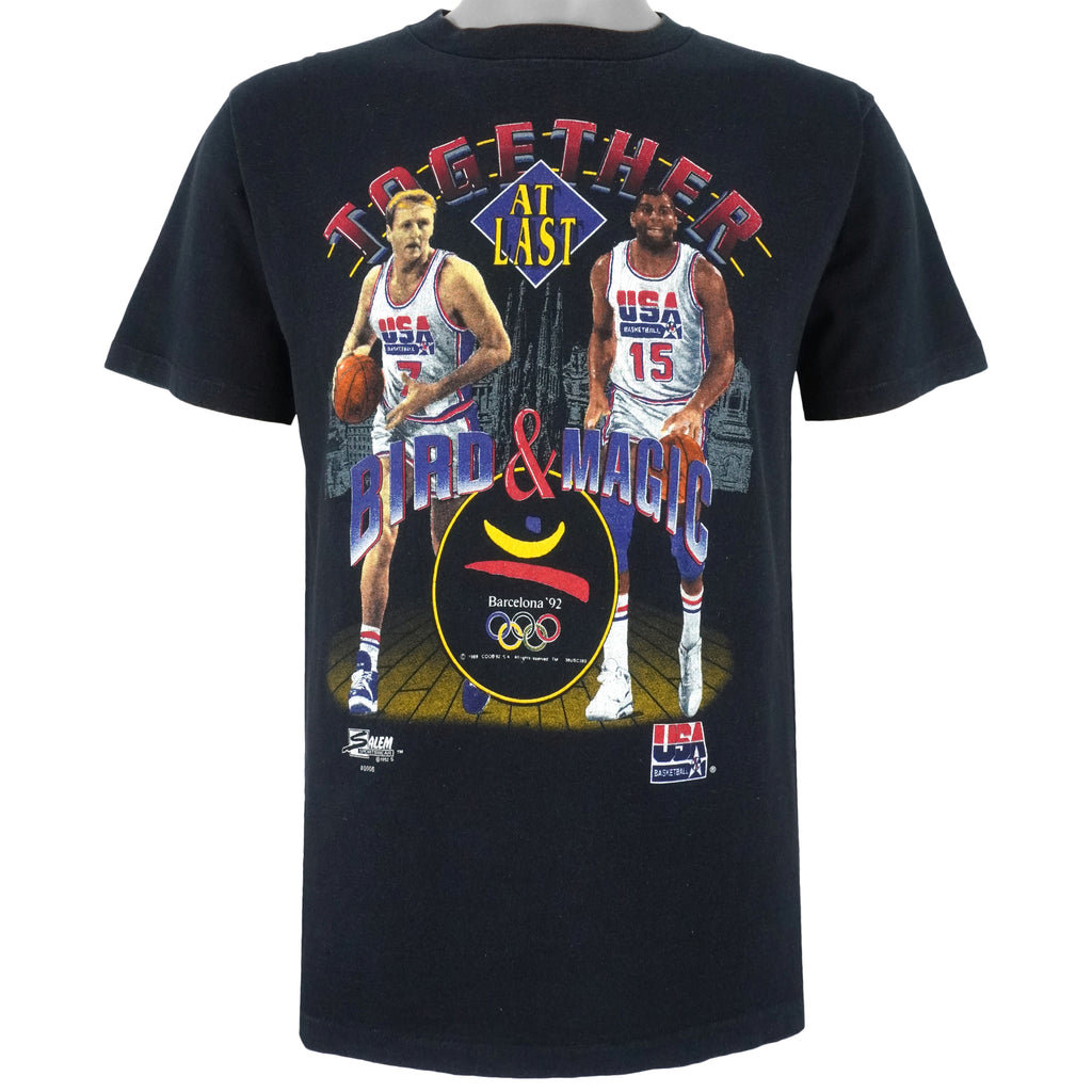 NBA (Salem) - Barcelona Olympic, Bird & Magic T-Shirt 1992 Medium Vintage Retro Basketball