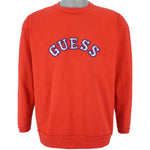 Guess - Red Big Spell-Out Crew Neck Sweatshirt 1980s Medium